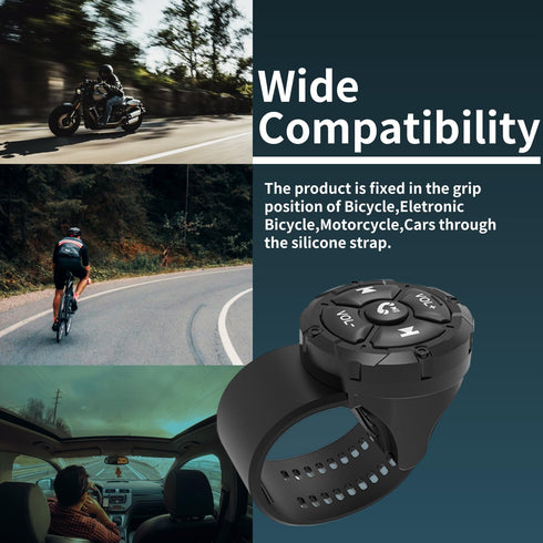 Waterproof Bluetooth Media Button Remote, Wireless Music Controller for Car, Bike, Motorcycle, Green