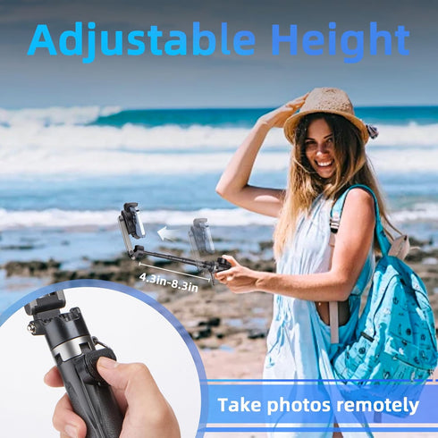 MQOUNY for Magsafe Tripod Stand for iPhone,Portable Pocket Size Selfie Stick with Rechargeable Remote and Metal
