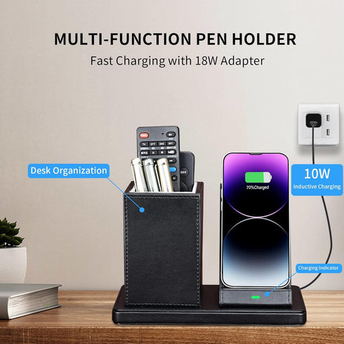 Wireless Charger with Desk Organizer, Charging Station for iPhone 14/14 Pro/13/12/11/Samsung Galaxy S23/S22/S21