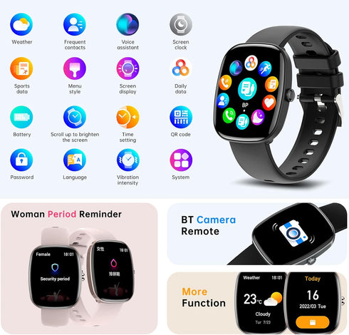 Smart Watch for Women Men - 1.83" Fitness Activity Trackers - Answer/Make Calls - Heart Rate Sleep Tracker, Compatible