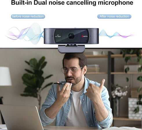 Angetube 1080P 2 2025 HD Webcam with Microphone, Computer Camera, Mics, USB Type-A & A-to-C Adapter, Plug & Play USB PC