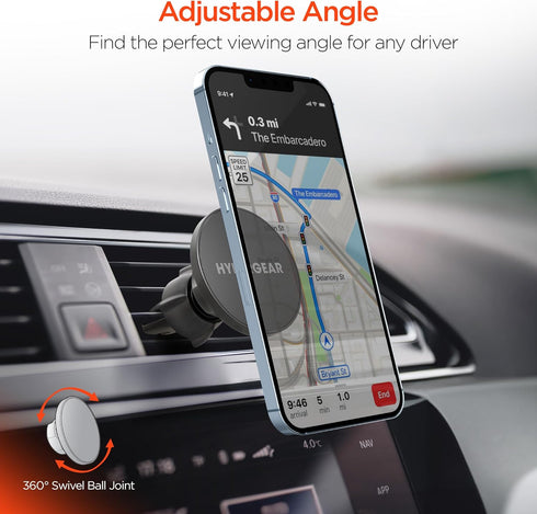 HyperGear MagSafe Magnetic Car Phone Mount, Air Vent Holder for iPhone 15/14/13, Samsung S24/S23/S22