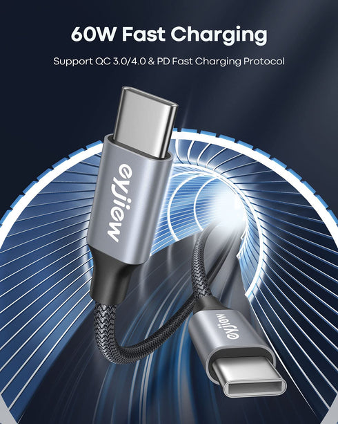 12FT USB C to USB C Cable (2-Pack), 60W PD Long Fast Charging Cord for iPhone 15/15 Pro/Samsung Galaxy S23