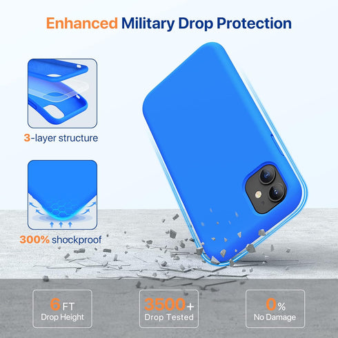 Miracase Designed for iPhone 11, Liquid Silicone Gel Rubber Phone Case with Screen Protector, Mediterranean Blue