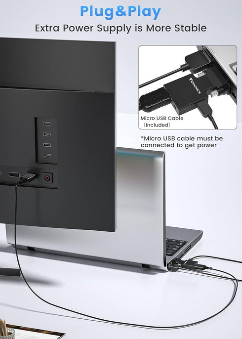 FOINNEX VGA to HDMI Adapter Converter with Audio - Active Male VGA to Female HDMI 1080p Video Dongle