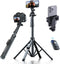 Fugetek 62" Professional Cell Phone Tripod, Ultra Stable 4 Leg Design, Bluetooth Remote,