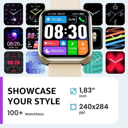 TOZO 2024 New Upgraded Smart Watch for iPhone & Android, 1.83" Fitness Tracker, IP68 Waterproof, 100+ Sport Modes