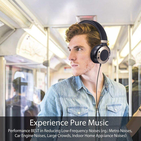 MONODEAL Active Noise Cancelling Headphones with Microphone, Folding Lightweight Travel Headsets, Hi-Fi Deep Bass