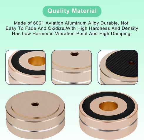 Monosaudio Speaker Isolation Feet 4 Pcs 40x15mm Aluminum Feet with Non-Slip Rubber Rings for Audio Equipment
