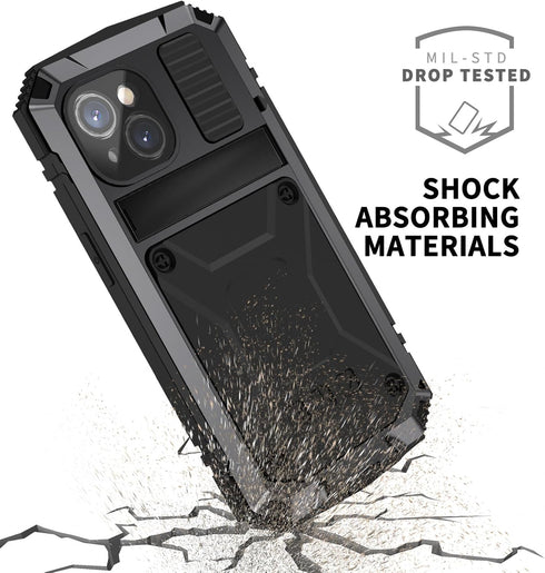 iPhone 15 Case 6.1 inch, 360 Full Protection Heavy Duty Rugged Armor with Built-in Screen Protector, Black