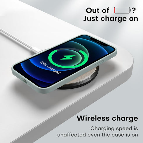 CellEver Heavy-Duty Silicone Case for iPhone 12/12 Pro, Two Shatterproof Glass Screen Protectors, Light Mint