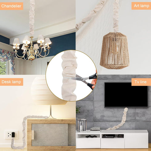 4 6 4 Pcs Fabric Cord Cover Feet and Feet Chain Cable Sleeve Chandelier Lighting Wire Cord Cover for Lamps Light