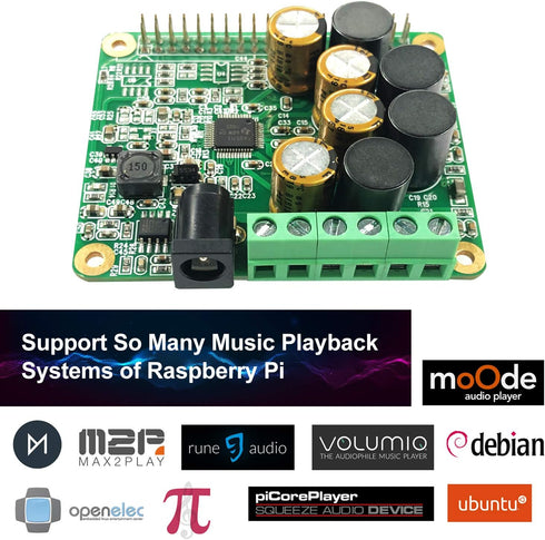 RPI HiFi AMP HAT TAS5713 Amplifier Audio Module, 25W Class-D Power Sound Card Expansion Board for Raspberry Pi