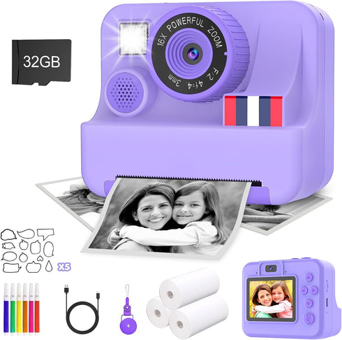 Yosfeng Instant Print Camera for Kids - Christmas Birthday Girls Gifts for Age