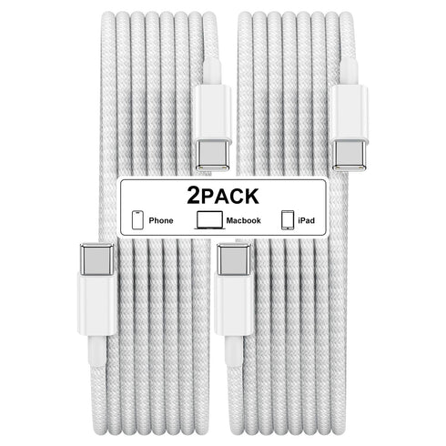 Type C to Type C Fast Charging Cable for iPhone 15 Pro, 2Pack Nylon Braided USB C to USB C 10 feet Charger for iPhone