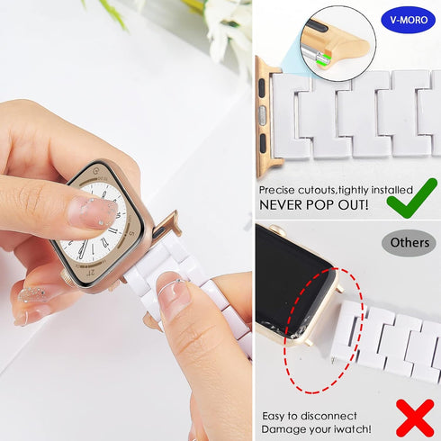 V-MORO Resin Band Compatible with Apple Watch Bands Series 10/9/8/7, 41mm 42mm 40mm 38mm Fashion Strap