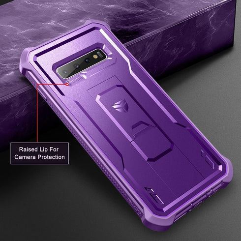 Dexnor Samsung Galaxy S10 Plus Case, Heavy Duty Military Grade Protection with Built-in Screen Protector & Kickstand