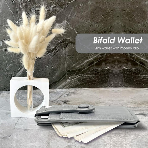 M-Plateau Phone Wallet Stick ON, Card Holder for Cell Phone with Elastic Magnetic Closure, Bifold Credit Card Holder