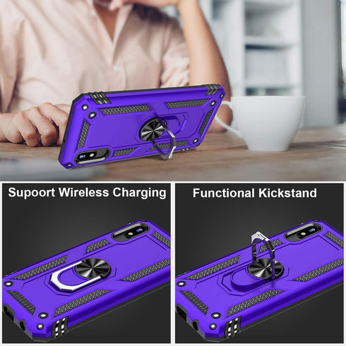 IKAZZ for Galaxy A10e Case with Screen Protector, Military Grade Shockproof Heavy Duty Phone Cover with Magnetic