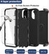 iPhone 14 Case (6.1”) - Rugged Black Heavy Duty Shockproof Cover with Belt Clip Holster & 2X Screen Protector.
