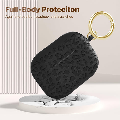 Fashion Engraving Leopard Case for Airpods Pro 2 Case Cover 2022, Soft Silicone for 2nd Generation, Front LED Visible