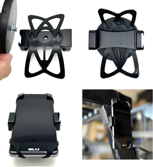 Heavy Duty Magnetic Mount Aluminum Smartphone Holder with Security Tether, Best for Motorcycle, Snow Mobile, Forklift,