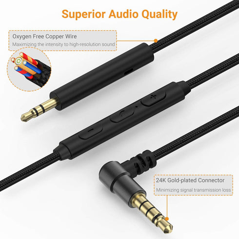 Cubilux 3.5mm to 2.5mm Headphone Cable with MIC Compatible with Bose QuietComfort 45/35/25 Noise Cancelling 700, Sennheiser Momentum 4, JBL Tune 760/750/720BT/710/700/660/600 Live 660/650/500, 4 FT by Cubilux