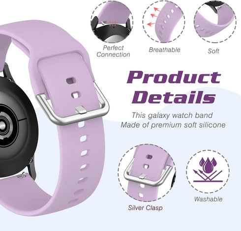 HSWAI 10 Pack Soft Silicone Sport Strap Compatible with Samsung Galaxy Active 2 Watch Bands, 20mm for Women Men