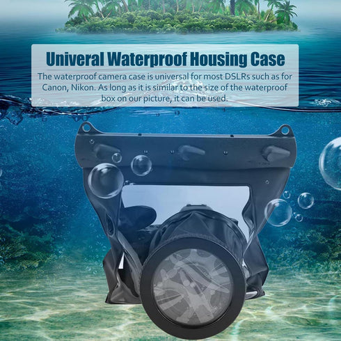 DSLR Camera Universal Waterproof Underwater Housing Case, 20-Meter Diving Bag for Canon and Other DSLR Cameras, Black