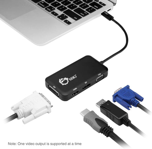 SIIG USB C to 4K HDMI/DisplayPort/VGA/DVI Multiport Adapter - Thunderbolt 3 Compatible, 4 in 1