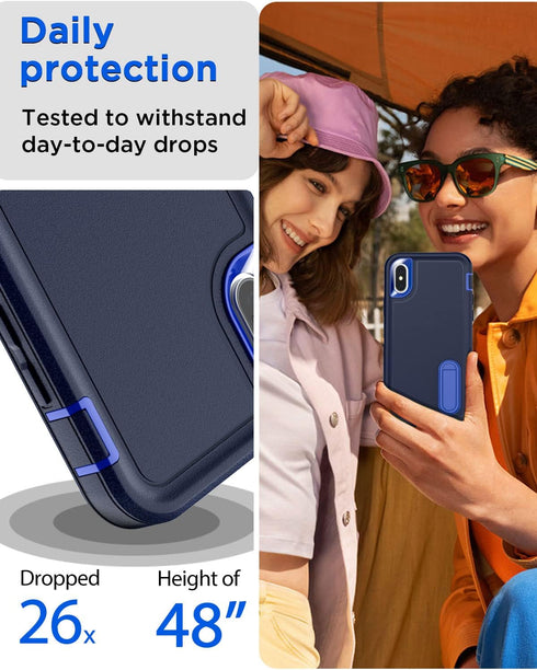 AICase iPhone X/XS Heavy Duty Rugged Case with Kickstand & Glass Screen Protector, Shockproof Military Protection 5.8"
