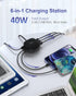 SUPERDANNY 6-Port USB Charger 8A, 40W Mini USB Charging Station for Multiple Devices, 4ft Cable, Compatible with