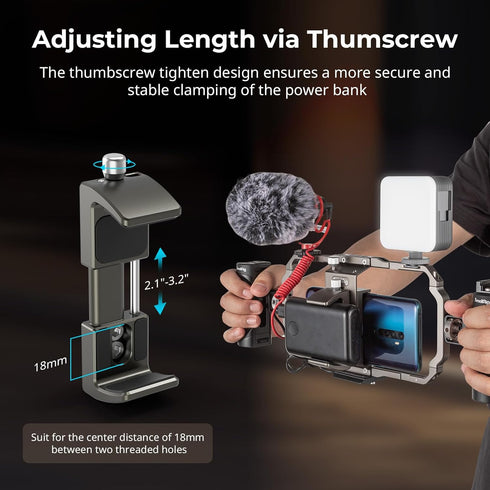 SmallRig Power Bank Holder, Clamp Mount for Camera, Compatible with Power Banks (Width 2.1"–3.3", Thickness 0.6"–1")