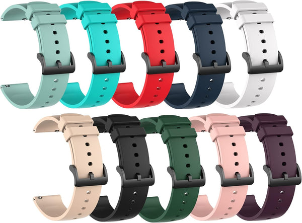 10Pack Bands for AGPTEK SR2/Wyze 47mm Smart Watch, Lightweight Waterproof Silicone Sport Wristbands for Women Men