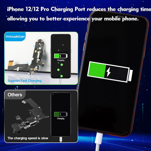 Charging Port Replacement for iPhone 12, USB Dock Connector Flex Cable Microphone with Tools (6.1")