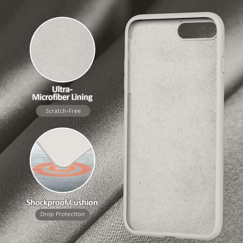Vooii iPhone 8 Plus & 7 Plus Case, Soft Silicone Gel Rubber Bumper, Shockproof Full Body Protective Cover, Stone