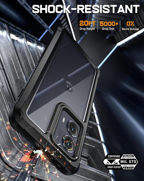 Poetic Guardian Case for Motorola Moto Edge 2024, 20FT Mil-Grade Drop Tested, Full Body Hybrid Shockproof Black