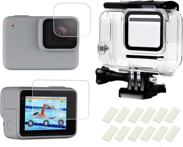D&F Waterproof Housing Case for HERO7 White & Hero 7 Silver, 30M Underwater Photography Protective Shell with Screen