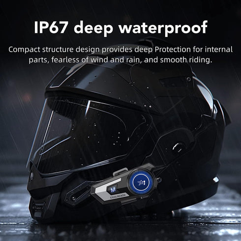 Motorcycle Helmet Bluetooth Headset, CVC Noise Cancellation Stereo Music, 90 Hours Playing Time, Ultra-Thin Earphone