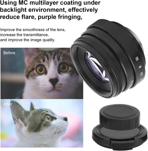Large Aperture Lens, 35mm F1.6 C Mount, Aluminum Alloy Optical Glass, Manual Fixed Focus Portrait Camera Lens Accessory