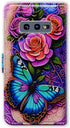 Bcov Galaxy S10e Case, Blue Butterfly Flowers Rose Leather Flip Wallet Cover with Card Slot & Kickstand
