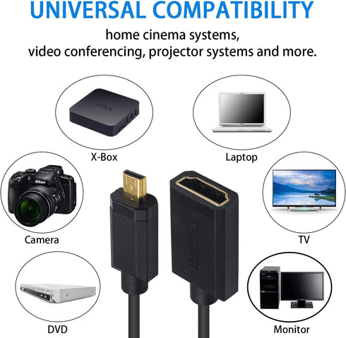 Duttek Micro HDMI to HDMI Adapter Cable, Left Angled Micro HDMI Male to HDMI Female Coiled Cable, 1.8M