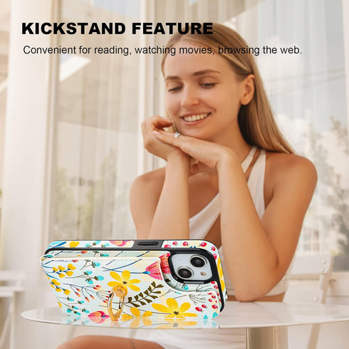 HAOPINSH Wallet Case for iPhone 13/14 with Card Holder, 360° Rotation Ring Kickstand, RFID Blocking Leather for Girls