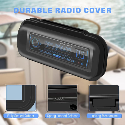 Water Resistant Marine Radio Cover, Boat Stereo Splash Guard Housing, Universal Single DIN Waterproof Case