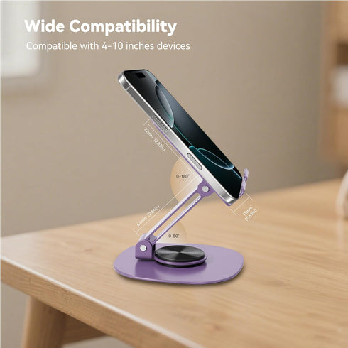 FANCYCOLLECTION 360 Rotating Metal Phone Stand - Adjustable Mobile Kickstand for All Smartphones, Compatible