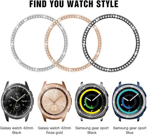 Dsytom Compatible with Samsung Galaxy Watch 42mm Band + Bezel, 20mm Diamond Strap Bracelet for Galaxy Watch 4 Classic
