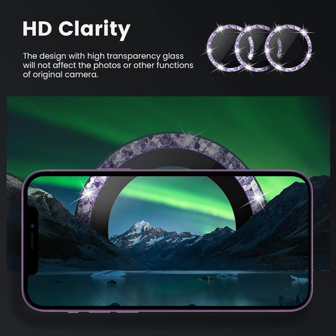 Tensea Camera Lens Protector for iPhone 14 Pro/Pro Max, 9H Tempered Glass, Metal Ring, 6.1" & 6.7" Models.