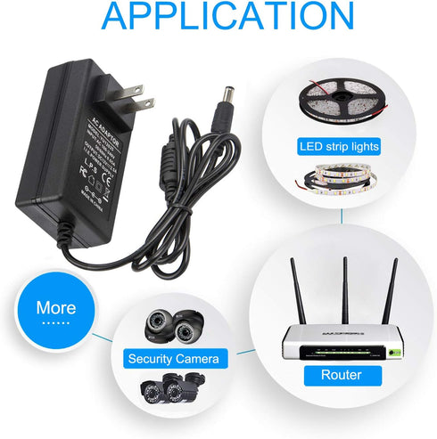 12V 2.5A Power Adapter - COOLM AC 100-240V to DC 12V 2500mA Power Supply for Analog DVR, CCTV, RGB LED