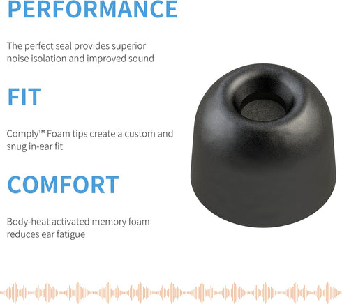 Comply Memory Foam Replacement Earbud Tips for Sony True Wireless Earbuds, Black, Large (3 Pairs)