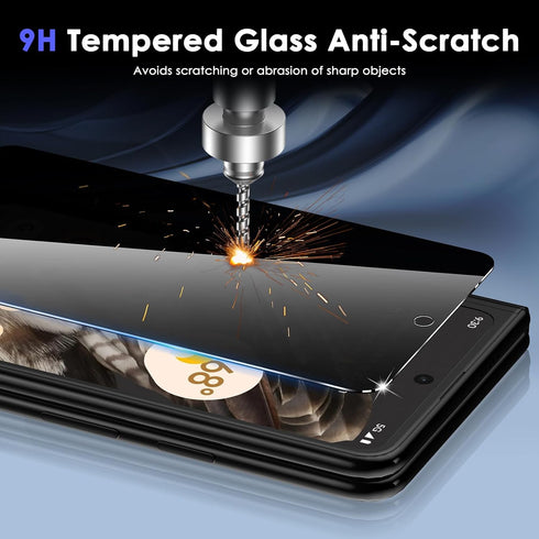 Google Pixel Fold Privacy Screen Protector & Tempered Glass Camera Lens - 2+2 Pack, Anti-Scratch, No Bubbles, Anti-Spy